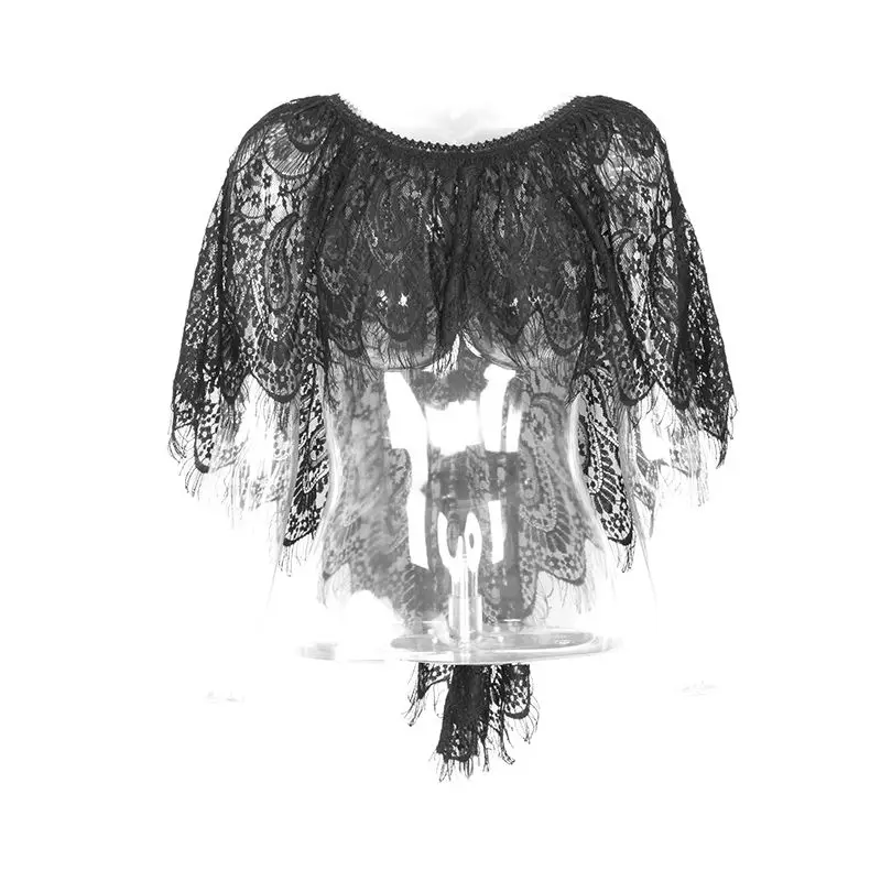 Черная шаль-шаль в стиле панк готика викторианская шаль спитцен два стиля одежда