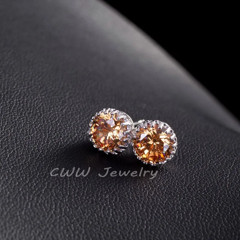 CWWZircons 11 цветов Мода круглый 8 мм белый AAA+ кубический цирконий большие серьги гвоздики для женщин и мужчин CZ030