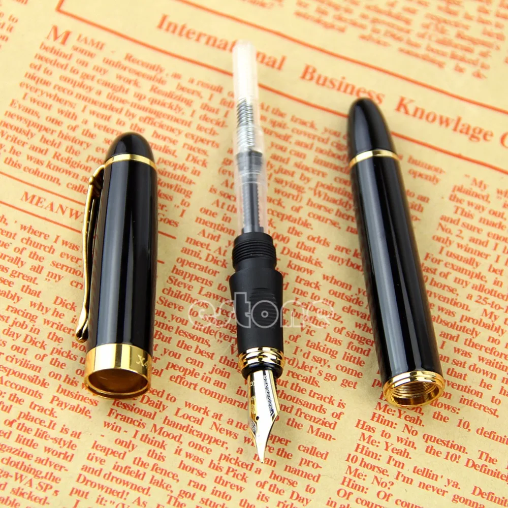 Jinhao X450 ручка черная средняя перо золотая отделка авторучка хороший подарок 24