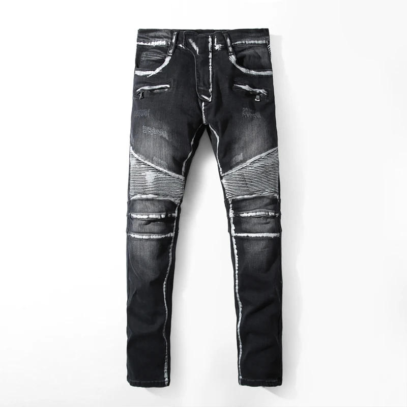 Новый Люксовый Бренд Мужчины Джинсы Дизайн Мода Впп Байкер Хип-Хоп тонкий Для