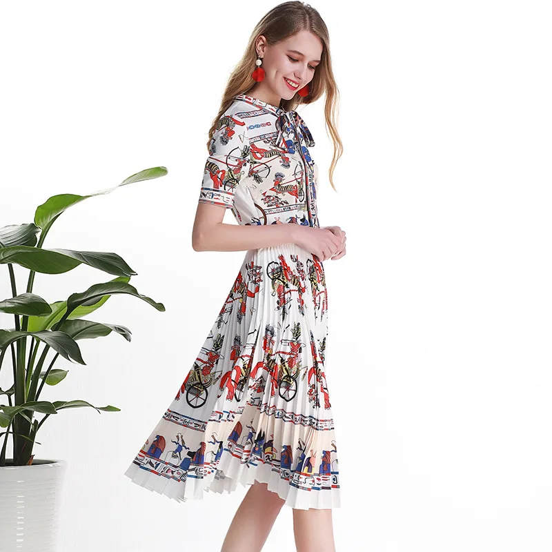 2019 Для женщин Подиумные платья с воротником-стойкой и галстуком-бабочкой