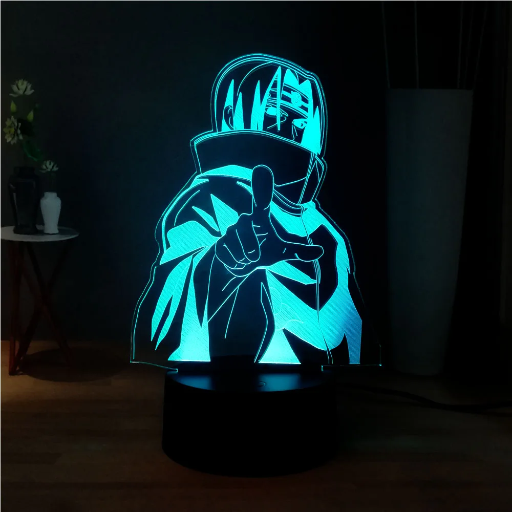 Новинка 3D акриловый светодиодный светильник Uchiha Sasuke DEC 7 цветов меняющий иллюзию