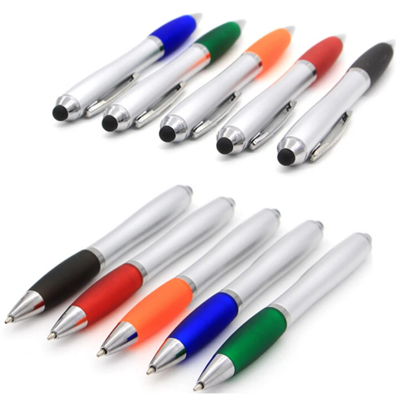 20 pcslot ballpoint pen creative stylus pen touch pen 2 in 1 writing school office mobile phone universal touch screen pen free global shipping
