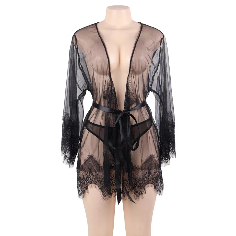 black babydoll Comeonlover, Эротическое платье, халат, кружевное, для куклы, сексуальное женское белье, прозрачное, с цветочным рисунком, популярное платье для секса, черное, белое, красное, RI80757 - Цвет: black babydoll