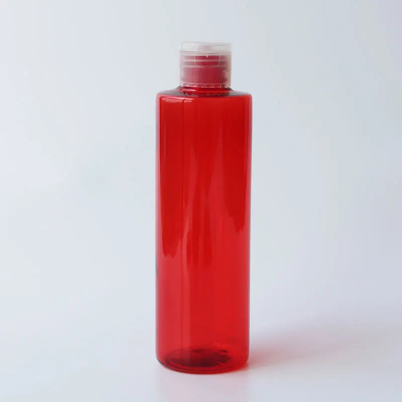 Red Bottle Clear 250 мл X 25 прозрачный пластик косметический лосьон крем бутылка флип Топ крышка 250cc Пустые контейнеры для шампуня прозрачные бутылки для мытья - Цвет: Red Bottle Clear