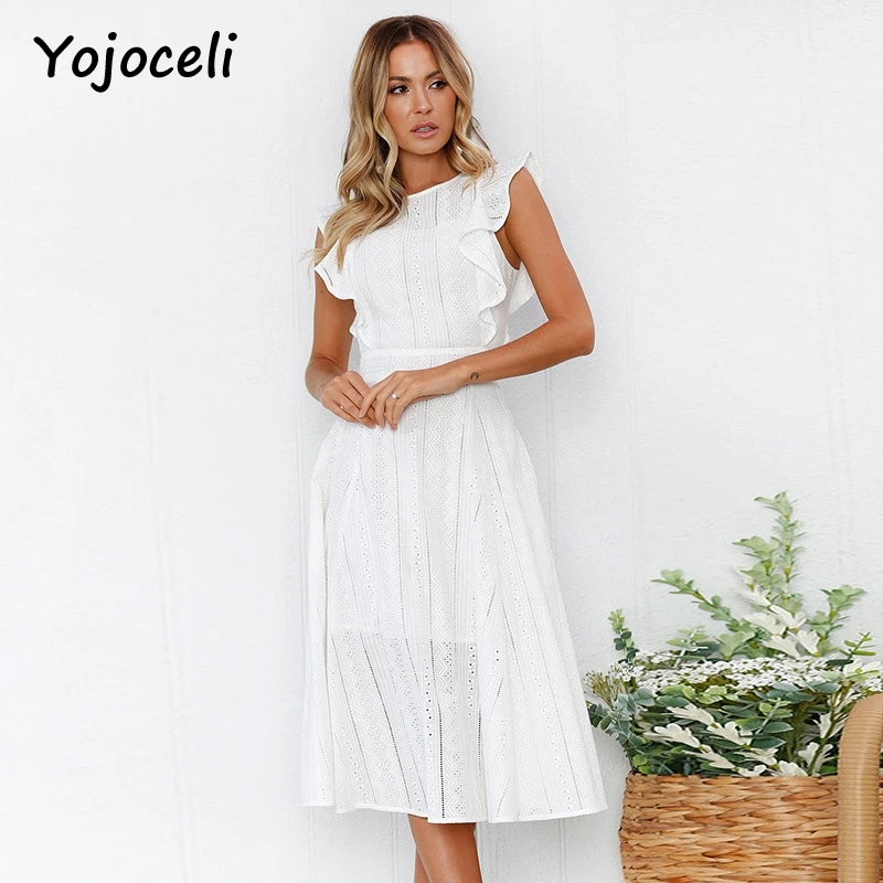 Женское кружевное платье Yojoceli элегантное миди с вышивкой вечерние платья