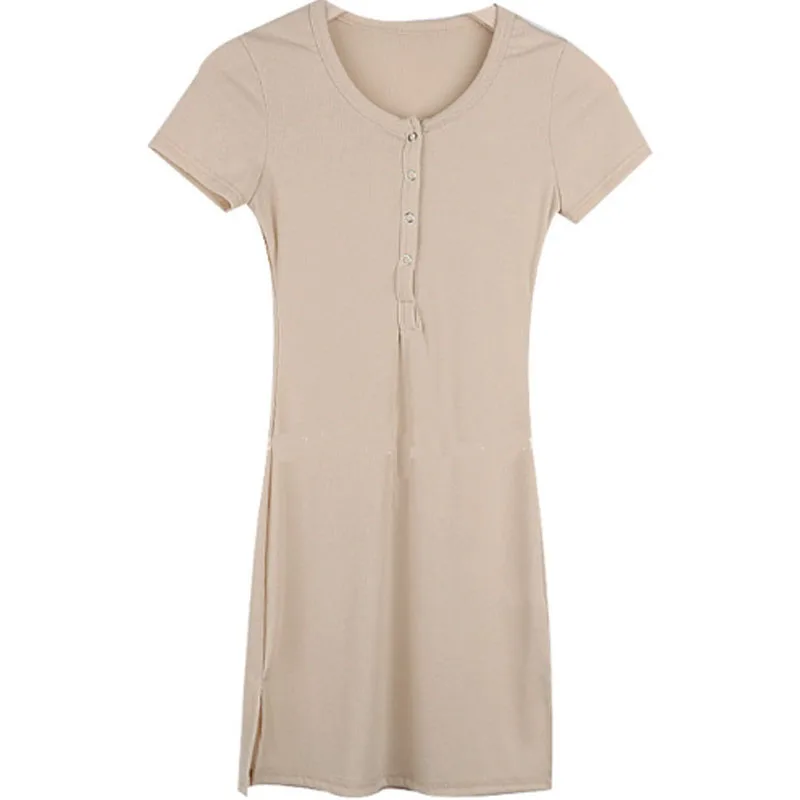 Женское трикотажное платье футляр на пуговицах с V образным вырезом|Женские