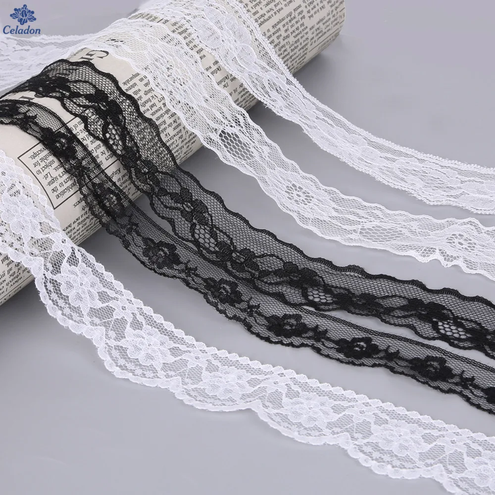 Лидер продаж 10 ярдов белый/черный цвет красивая кружевная лента отделка ткани