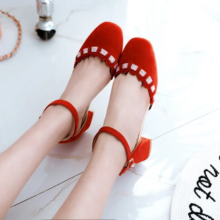 Big Size 11 12 13 14 15 16 17 high heels sandals women shoes woman summer ladies Baotou thick heel one-word buckle bag | Обувь