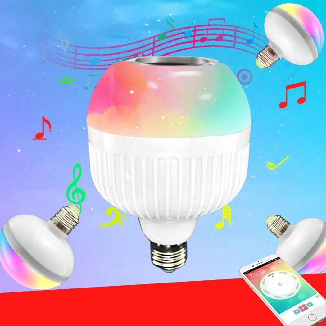 Динамик с подсветкой играющий E27 светодиодная лампа музыка RGB Bluetooth пульт