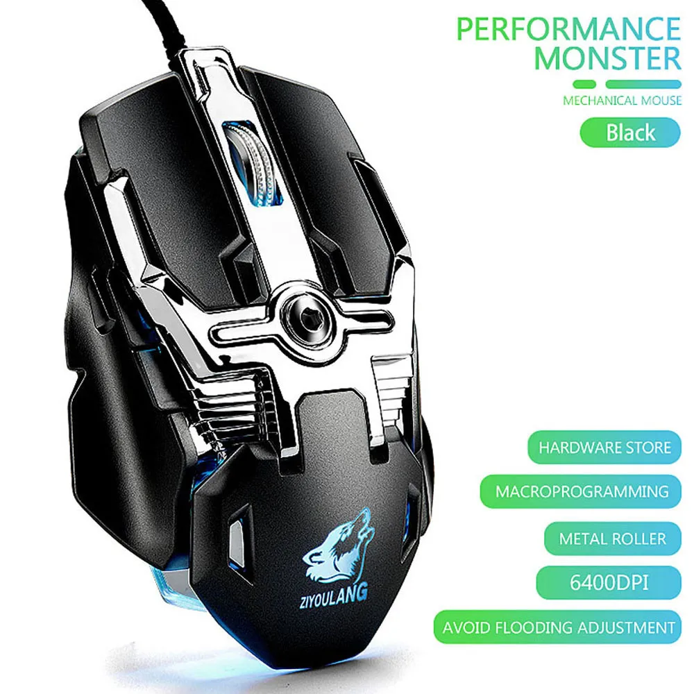 BK VOBERRY V15 6400 dpi светодиодный кабель техника RGB подсветка игровая мышь 8 кнопок макропрограммирование Подключение компьютера периферийные устройства - Цвет: BK