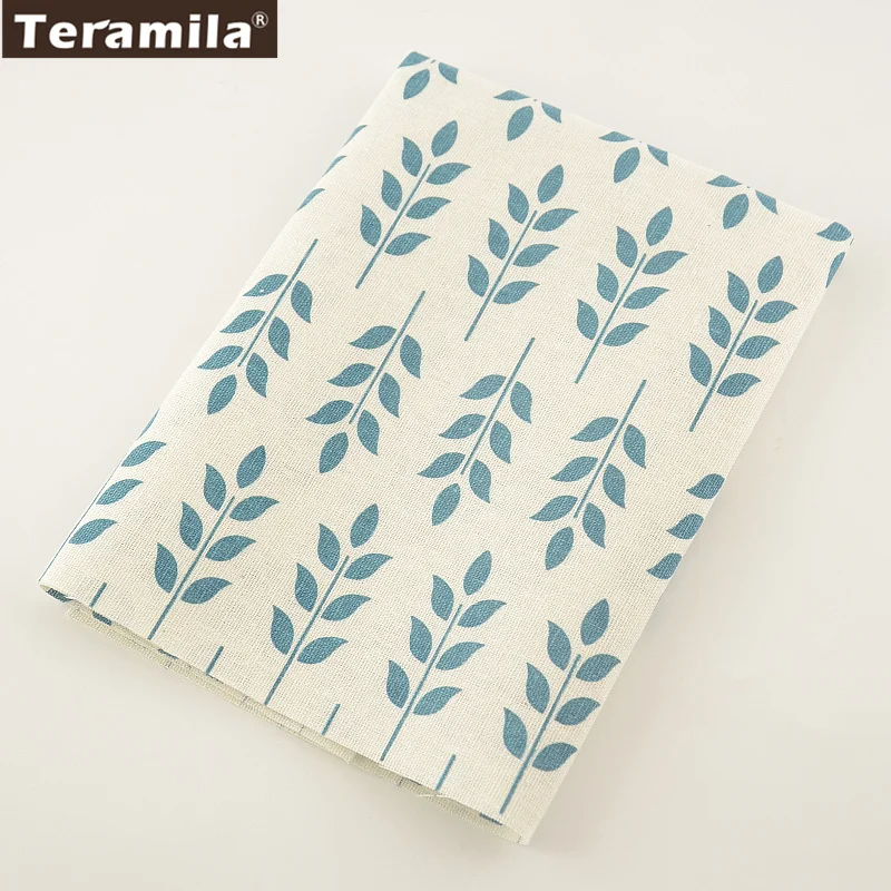 Темно синие листья дизайна хлопчатобумажная льняная ткань шитье материал