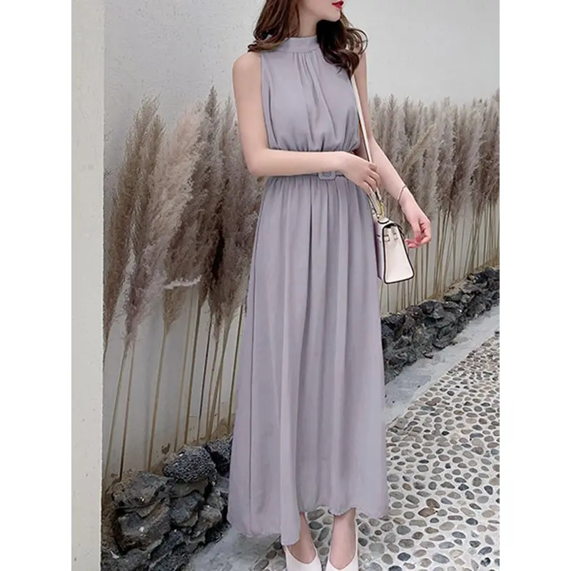 Летние корейские шифоновые элегантные вечерние женские длинные платья в