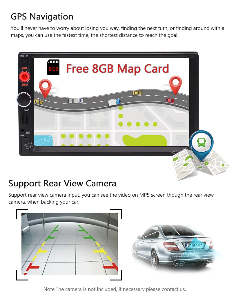 Автомобильный стерео Bluetooth радиоприемник FM AM RDS видеоплеер Многоязычное головное