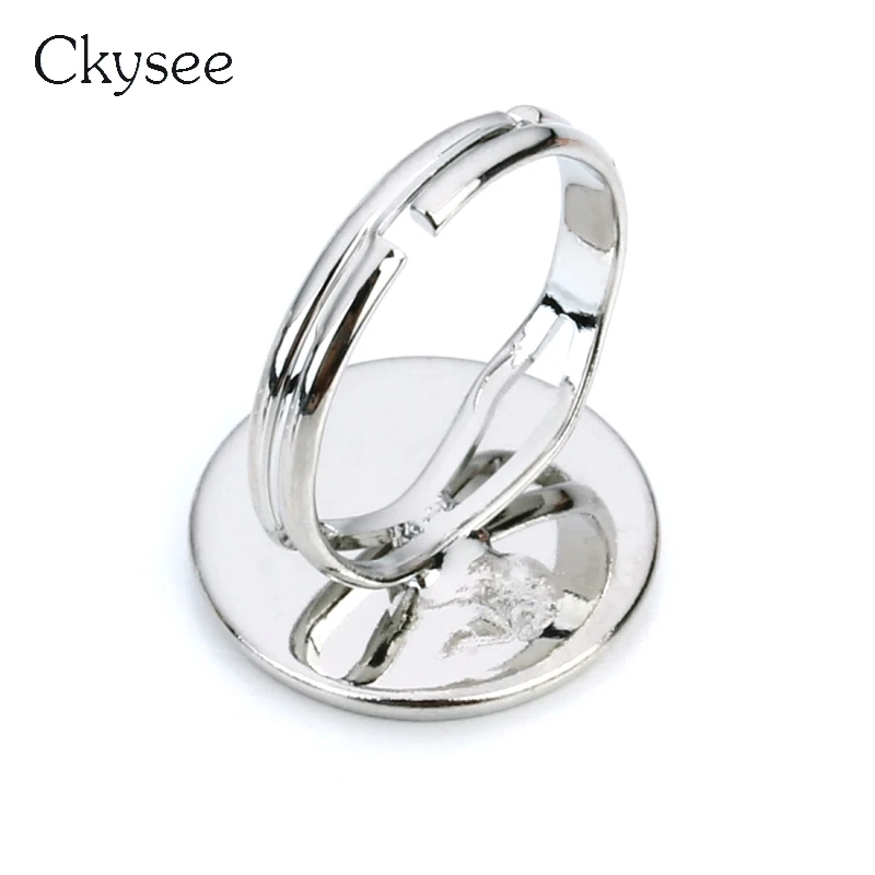 10pcs Rhodium Adjustable Blank Copper Ring Base Dia 10/12/14/16/18/20mm Glass Cabochon Settings Cameo Tray Diy Jewelry Making | Украшения и