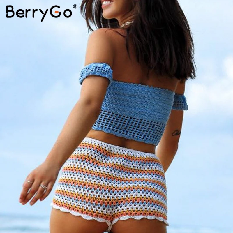BerryGo сексуальные женские шорты трикотажные пляжные с кисточками в полоску ручная