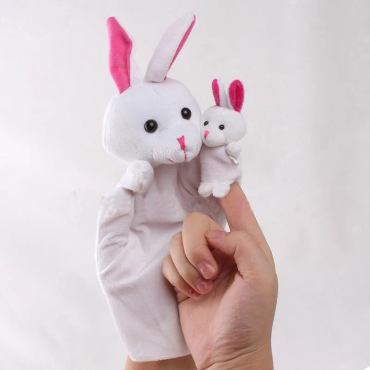 Rabbit Милые животные, кукольные пальчиковые плюшевые игрушки для детей, развивающие Обучающие Развивающие детские Ручные куклы марионетка, игрушки - Цвет: Rabbit