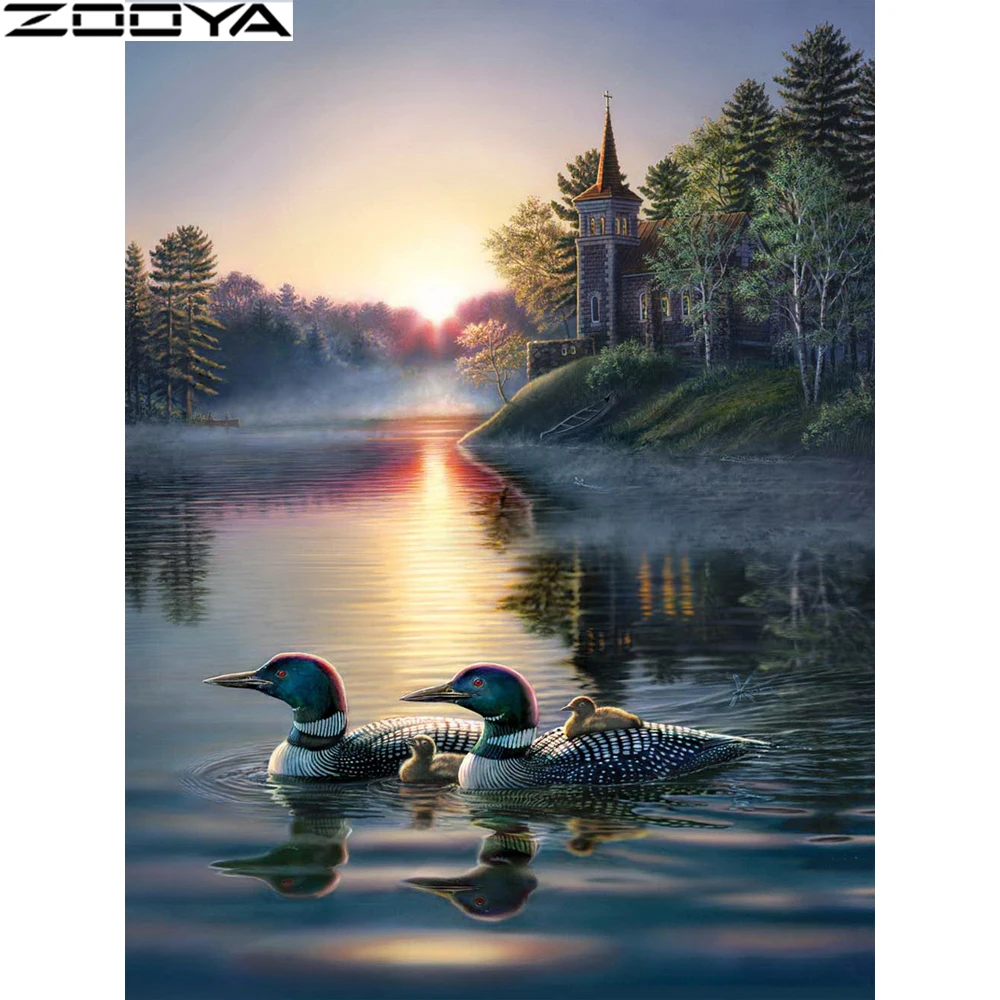 Алмазная вышивка ZOOYA 5D DIY Алмазная картина бродячая утка в воде Алмазная картина Стразы Вышивка крестом R534
