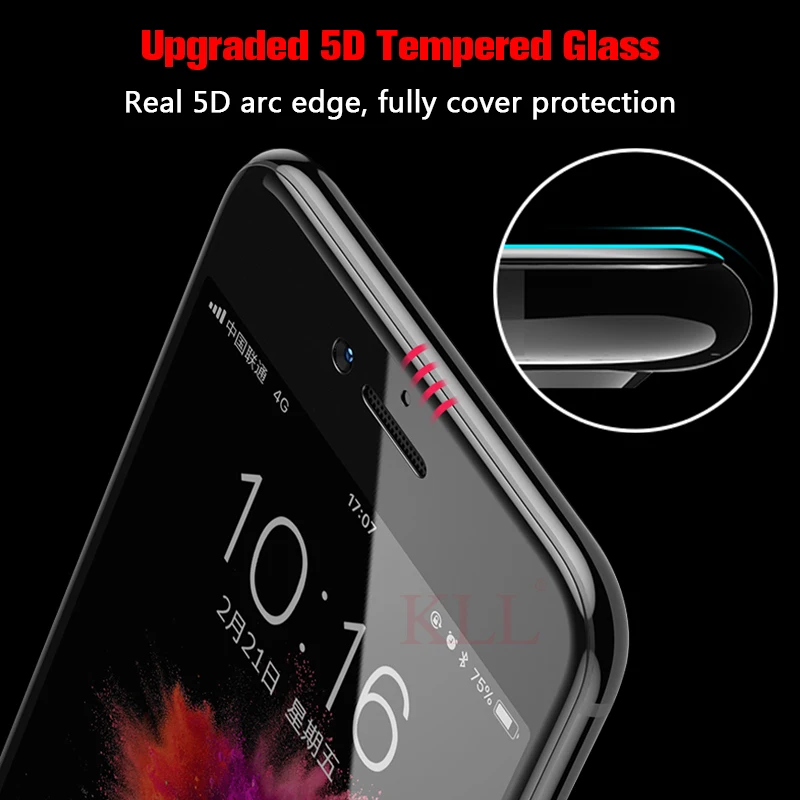 5D полное покрытие из закаленного стекла для iPhone 8 7 Plus(3D 4D улучшенная версия) для iPhone X 6 6S Plus Защитная пленка для экрана