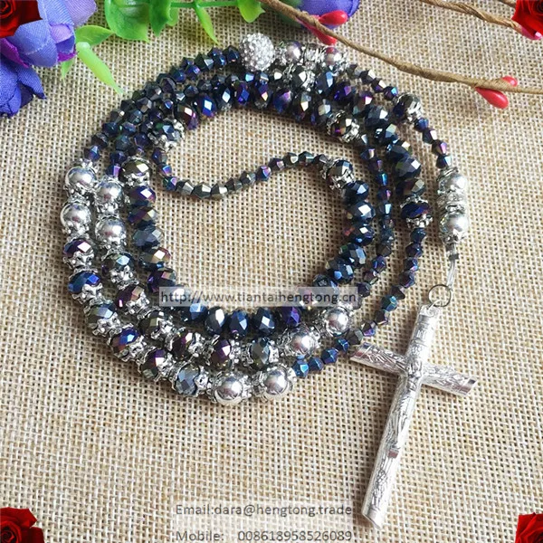 Черные хрустальные четки ожерелье 8 мм с Стразы центральный шар и крышка из