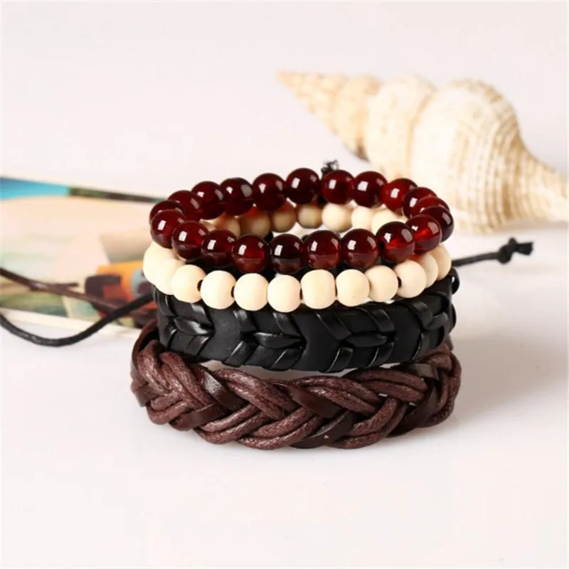 4 шт./компл. винтажная оплетка в стиле бохо коричневый черный кожаный бежевый