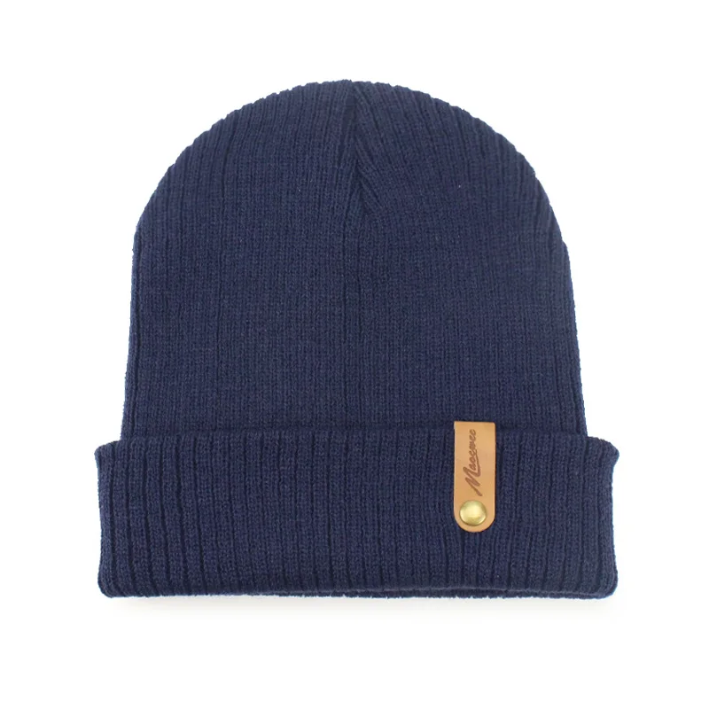 Navy Новая модная женская и мужская зимняя вязаная шапка Skuilles Beanies для женщин Шапки Балаклава унисекс зимняя шапка мужская брендовая шапка - Цвет: Navy