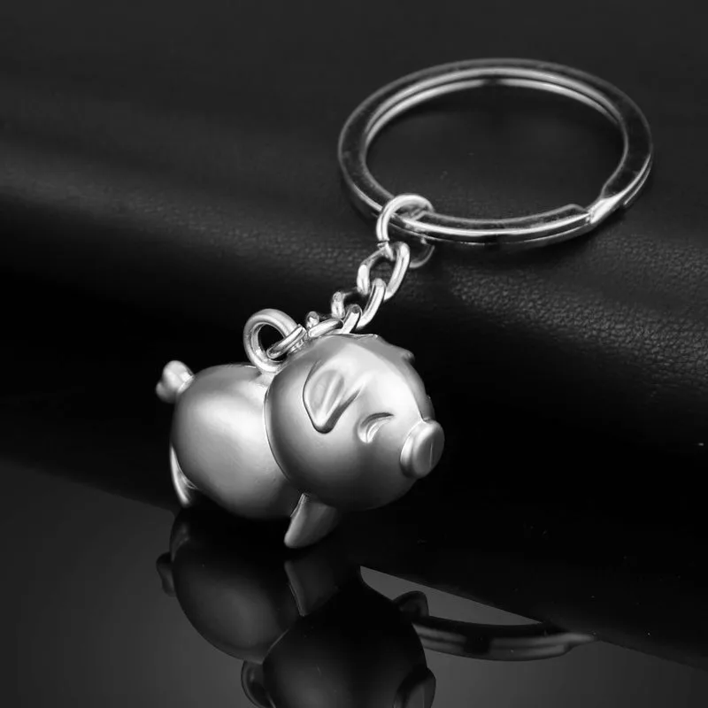 silver Симпатичные свиньи металлические брелки, заказной талисман, брелок для ключей, креативный подарок для мужчин и женщин, брелок Зодиак, брелок животное D1135 - Цвет: silver
