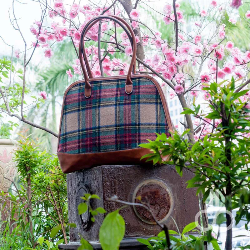 Шлифованный клетчатая сумка из искусственной кожи с рисунком гусиные лапки