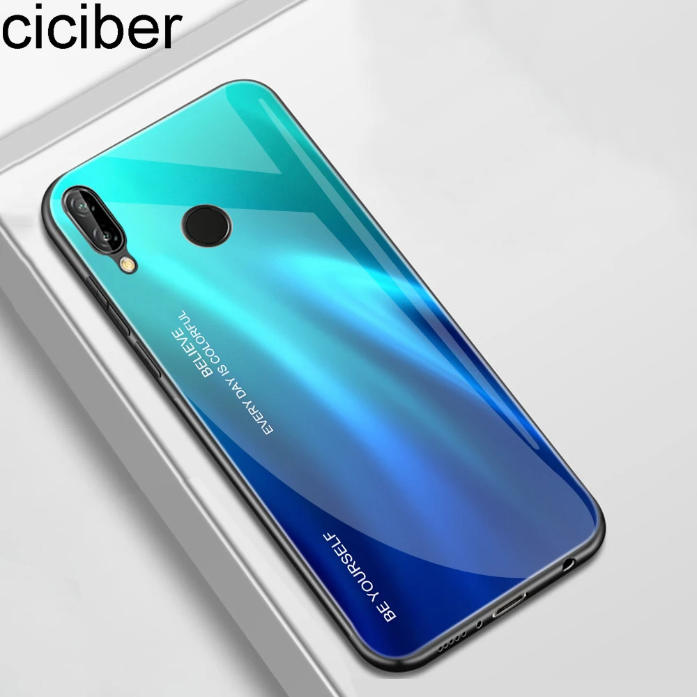 ciciber Gradient Tempered Glass Cover for Huawei P20 Pro Hard Back Colored Phone case huawei Lite Coque Funda Capa |