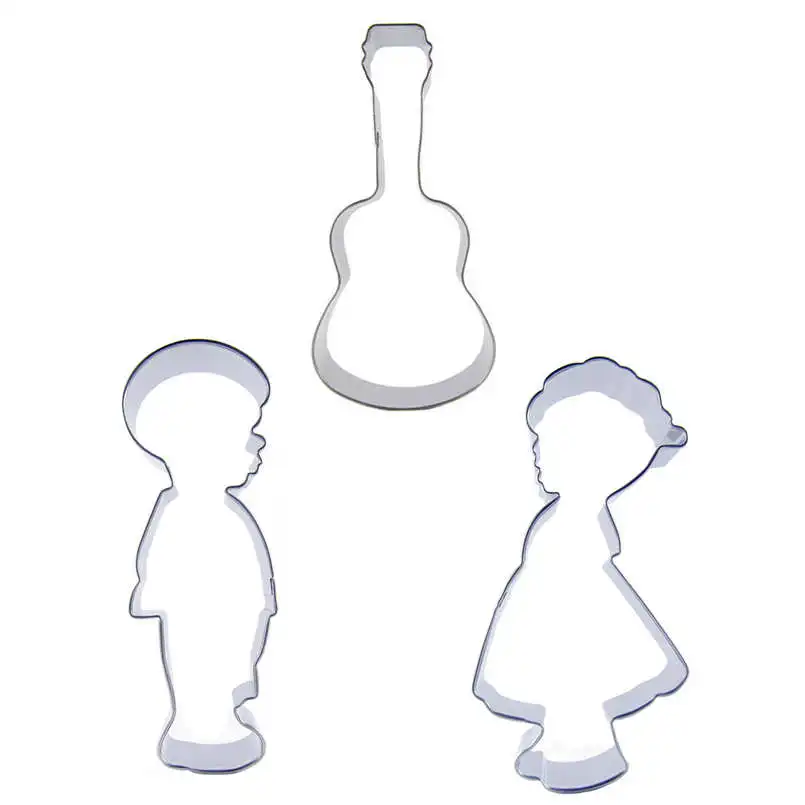 Guitar Boy and Girl shaped 3 piece biscuit cutting molds baking tools cake decorating soft candy tools. | Дом и сад