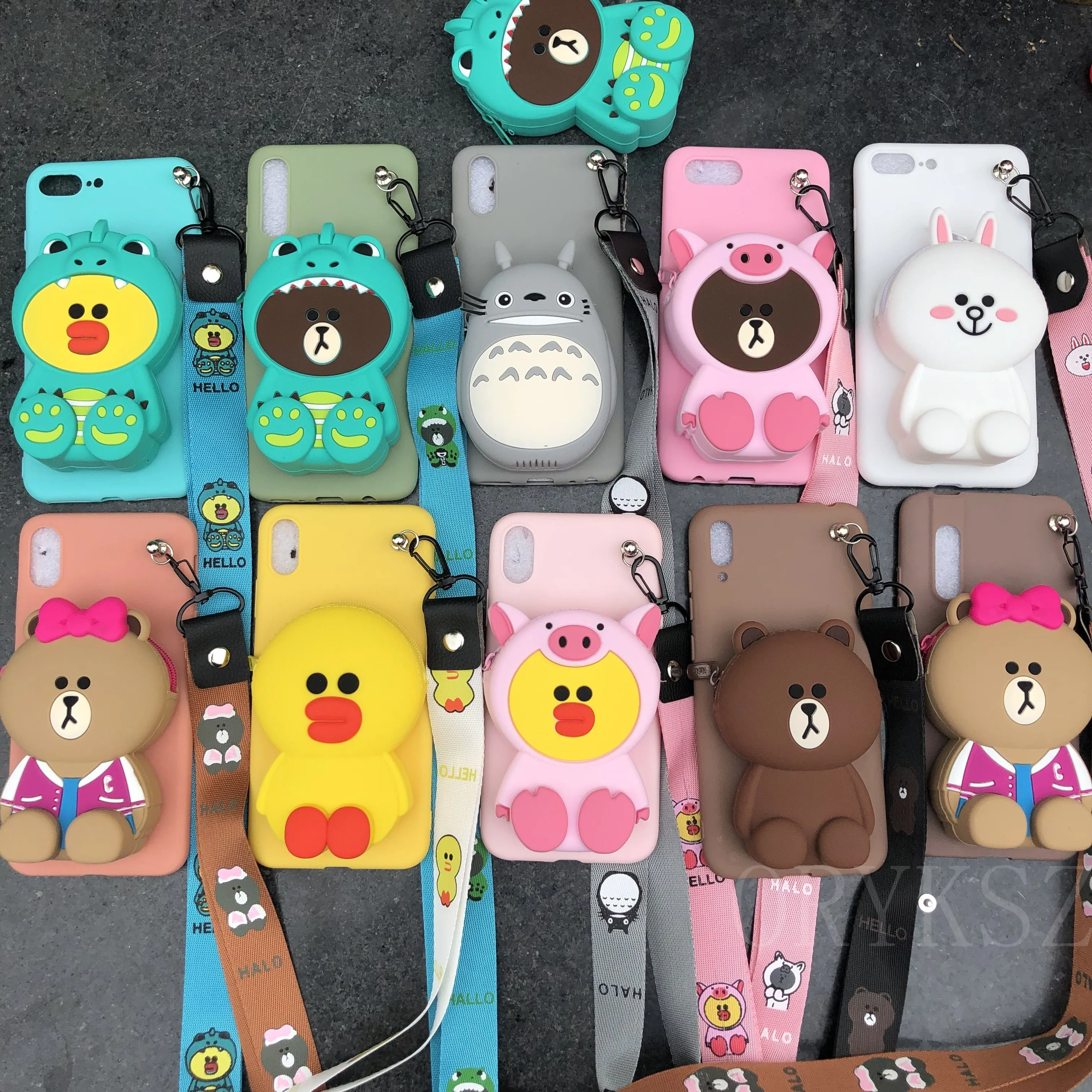 3D Cute Cartoon Bear Wallet TPU Phone Case For Huawei Mate 9 10 pro 20 20x 5X GR5 6X Honor 7X 8X 9i 8A 8C Cover |