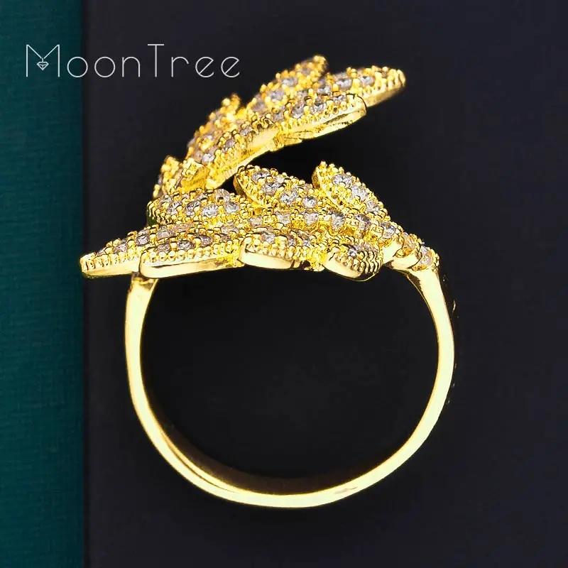 Женское кольцо MoonTree роскошное из меди с фианитом ААА для вечеринки свадьбы