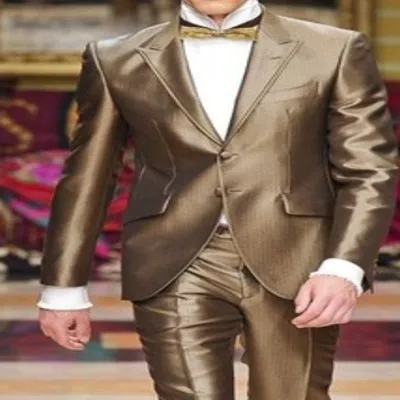 TPSAADE/костюм из 2 предметов для мужчин костюм атласа и штанов золотого