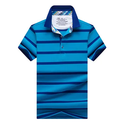 DK3885-BLUE Летняя мужская рубашка поло, брендовая, высокое качество, повседневная, короткий рукав, в полоску, Мужская рубашка поло, Tace& Shark, брендовая футболка, homme - Цвет: DK3885-BLUE