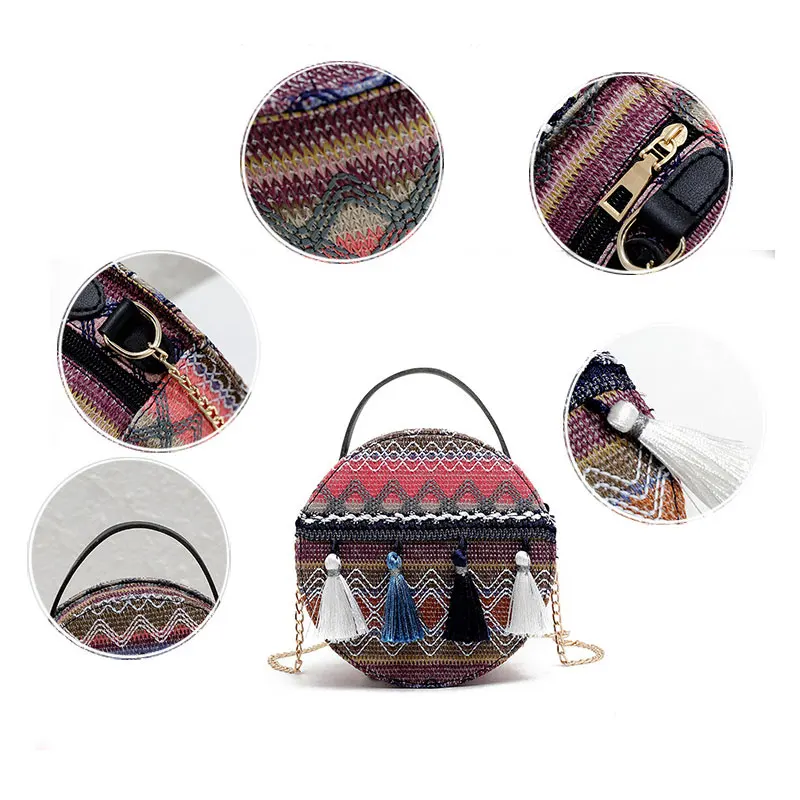 Для женщин Винтаж Круглый с цепочкой на молнии сумка через плечо женский