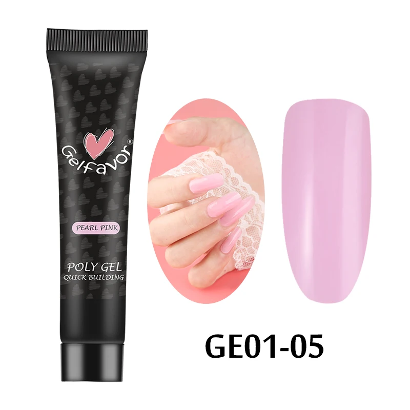 Gelfavor 15 мл кристалл поли гель для наращивания ногтей искусство строитель УФ-гель для ногтей Полупостоянный белый трансвент для маникюра - Цвет: GE01-05