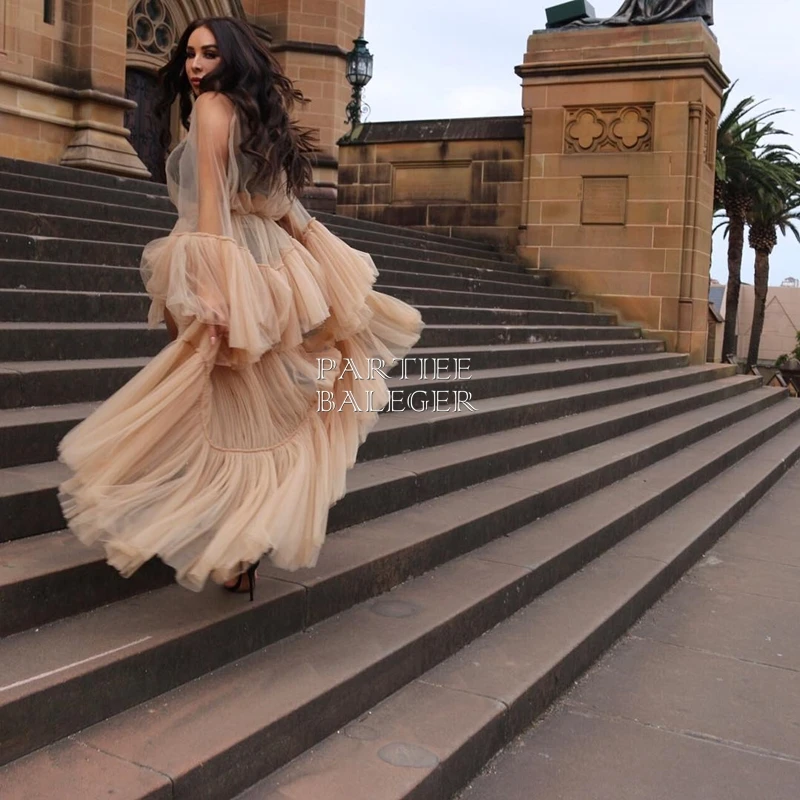 2019 Новое поступление модные каскадные оборки Украшенные эффектные прозрачные