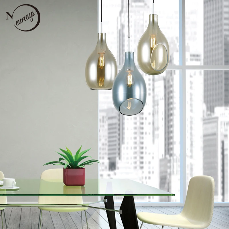 

Nordic loft glass pendant light LED E27 home deco modern hanging lamp for home bedroom living room restaurant lobby corridor bar