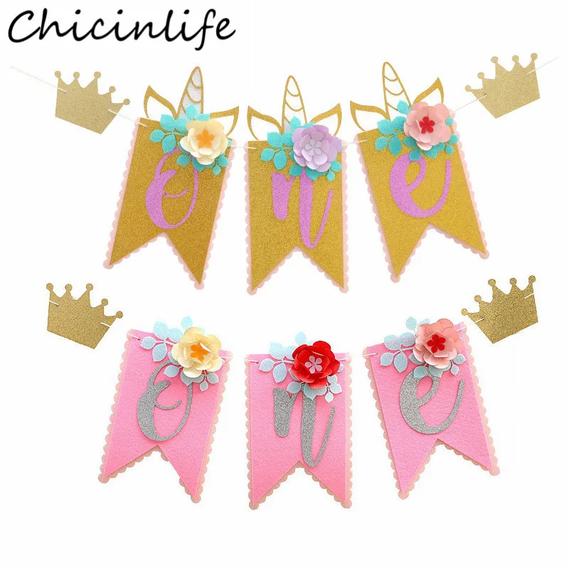 Chicinlife 1 комплект корона на первый день рождения единорог Высота Стула украшение для мальчика девочки й
