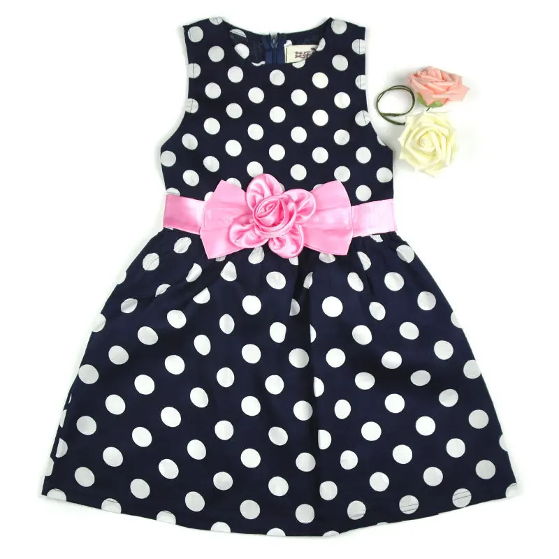 Летнее платье-трапеция до колен для девочек с бантом без рукавов От 3 8 лет |