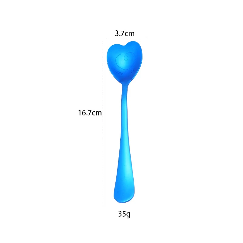 Blue Пищевая ложка для чая из нержавеющей стали, кофейная ложка для пары, цветная ложка для супа, кухонная посуда, аксессуары для кофейных чашек - Цвет: Blue