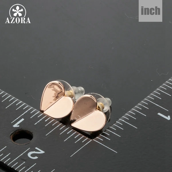 AZORA классические серьги гвоздики золотого цвета в форме сердца TE0082|heart stud earrings|stud