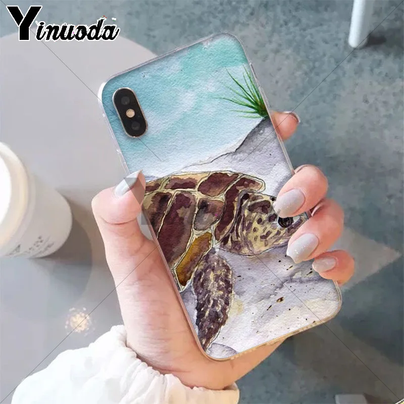 11pro MAX Акварельная черепаха ТПУ Мягкий силиконовый чехол для телефона iPhone X XS 6 6s 7