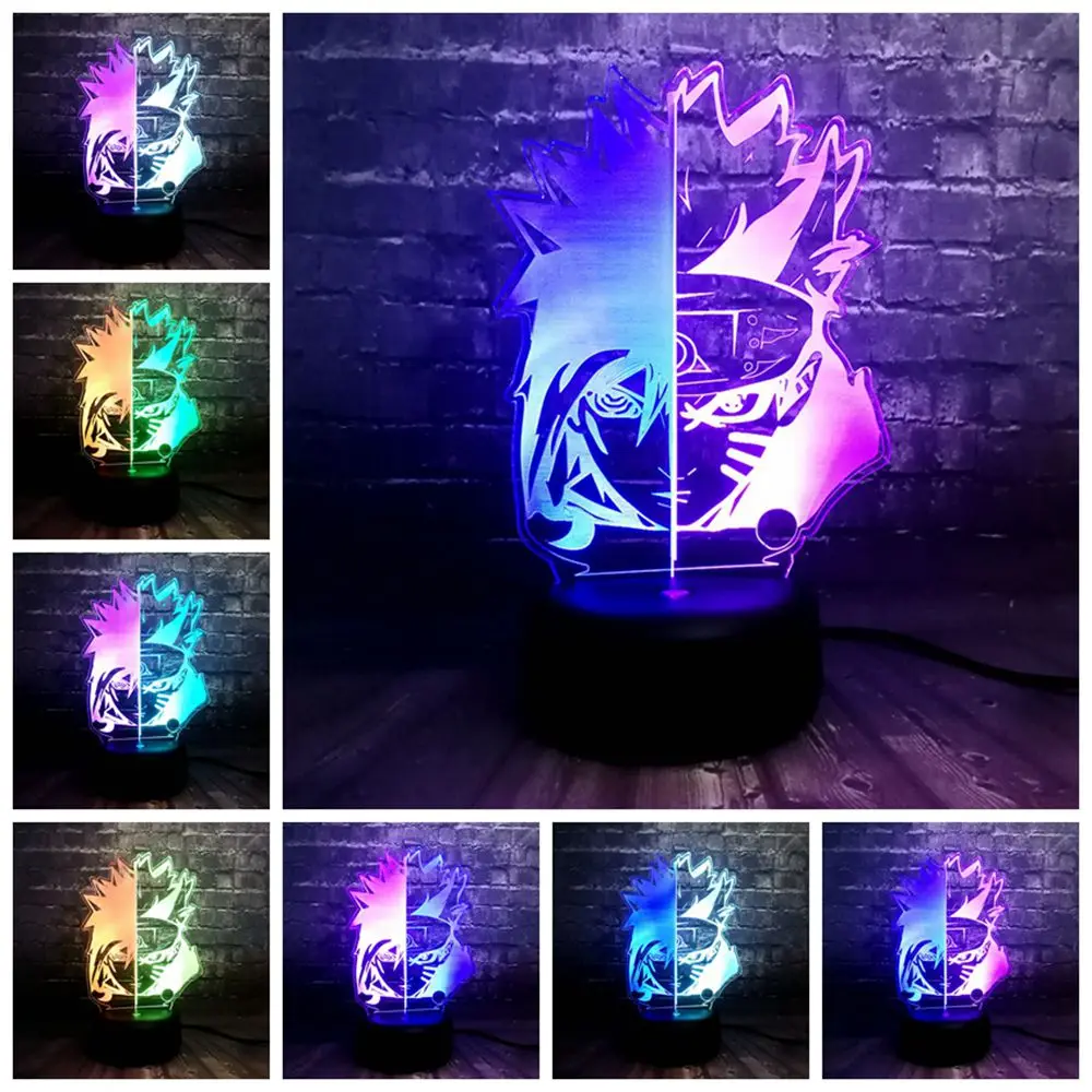 Светодиодный 7 цветов Uzumaki Наруто Саске мини креативный USB компьютер Лава домашнее декоративное ночное освещение Праздничная детская Подарочная игрушка
