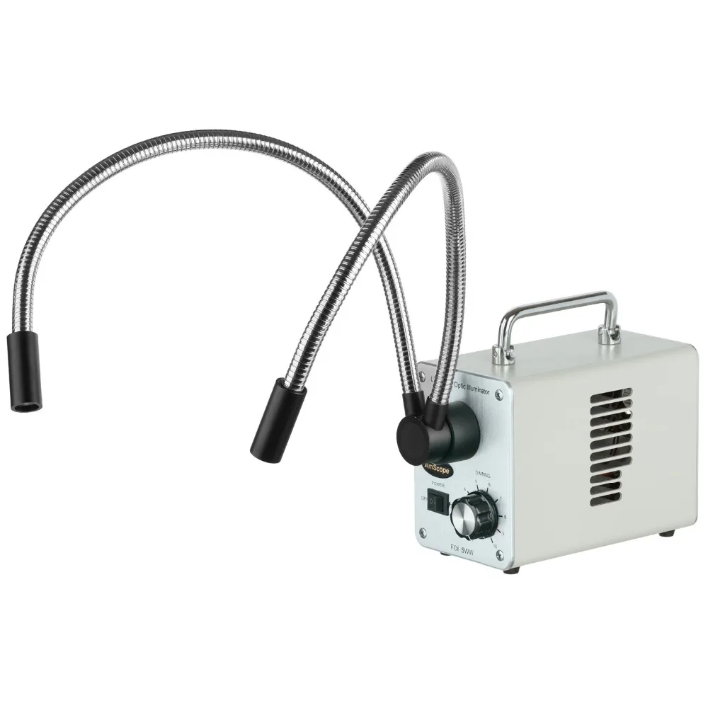 AmScope 50W светодиодный Fiber OpticDual Gooseneck Lights Микроскоп Осветитель 50WY|Детали и
