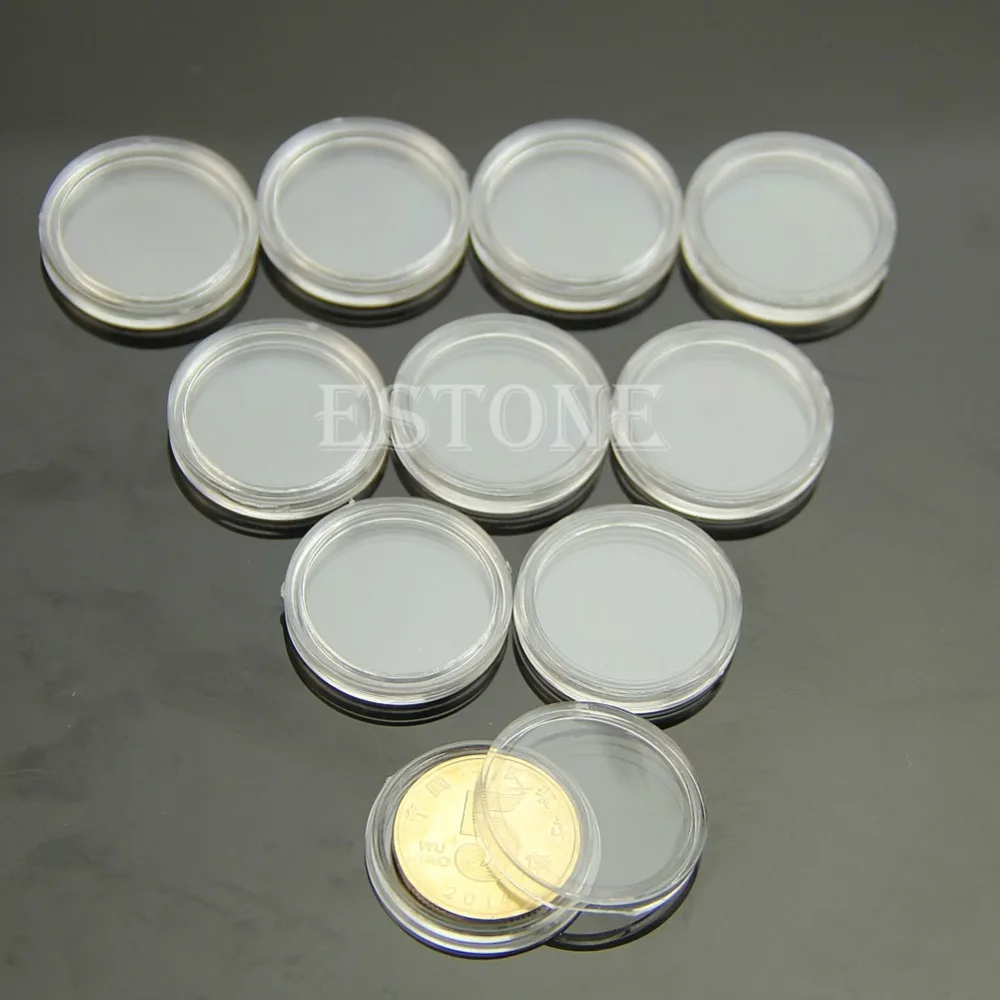 10 шт./компл. прозрачные круглые футляры капсулы для хранения монет пластиковые