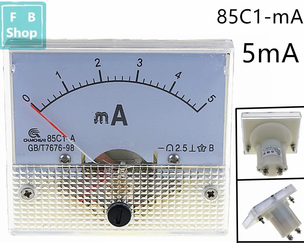 1 шт. 85C1-mA 1mA 2mA 3mA 5mA 10mA 20mA DC стрелочный Амперметр 85C1 серии аналоговая AMP метр 64*56 мм Размер