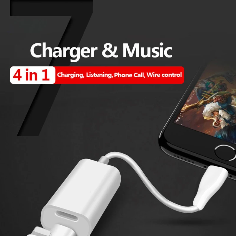 Двойной для Lightning Jack адаптер наушников аудио + вызов iPhone 7 8 10 X Зарядное устройство