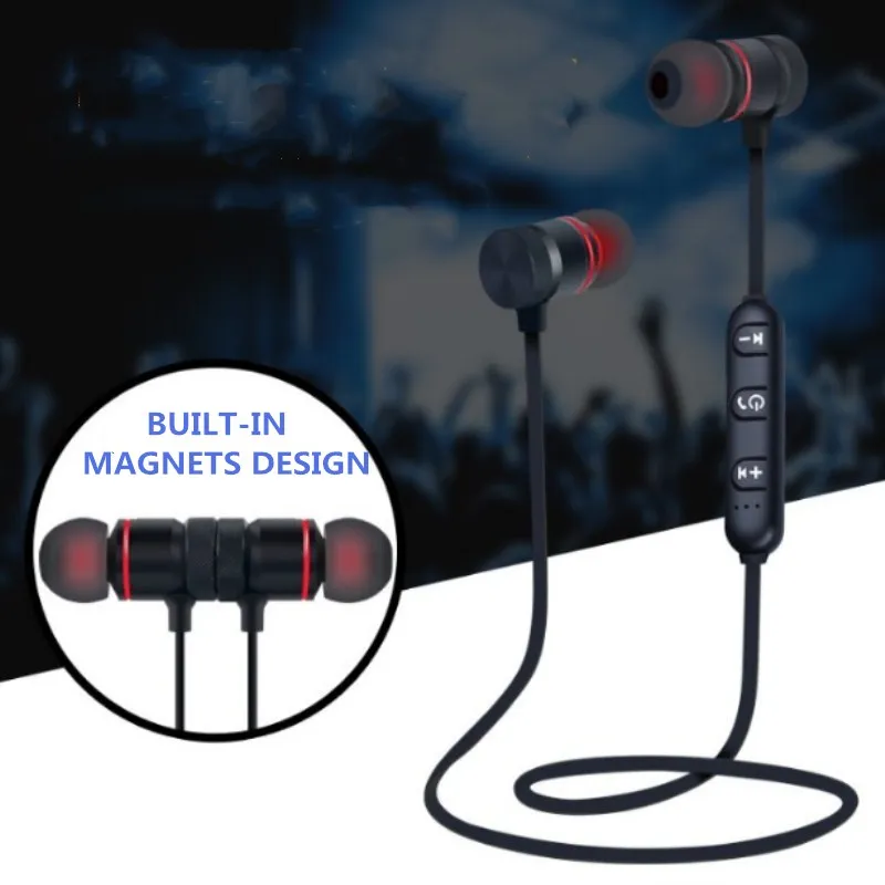 Магнитные беспроводные наушники вкладыши Bluetooth с защитой от пота микрофоном для