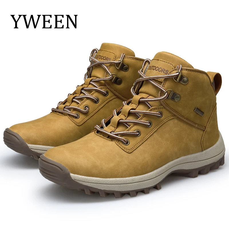 

YWEEN Men Hiking Shoes Men Microfiber Leather Shoes Climbing & Fishing Shoes New Popular Outdoor Shoes Men High Top Sneakers